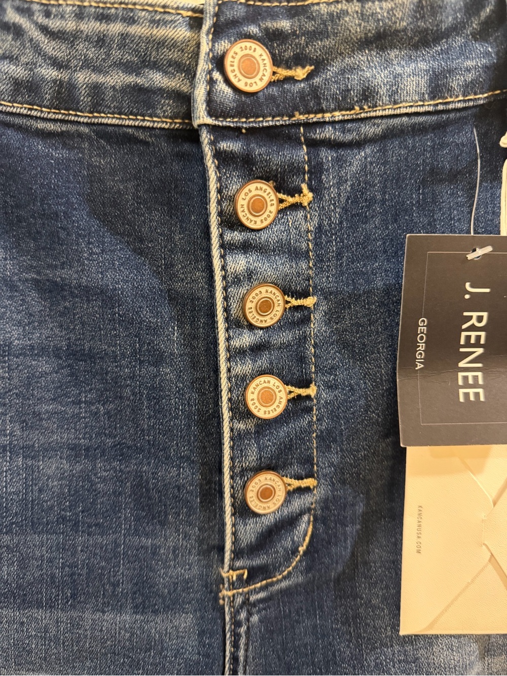 KanCan Dark Blue Button-Fly Denim Bermuda Shorts - Picture 2 of 9